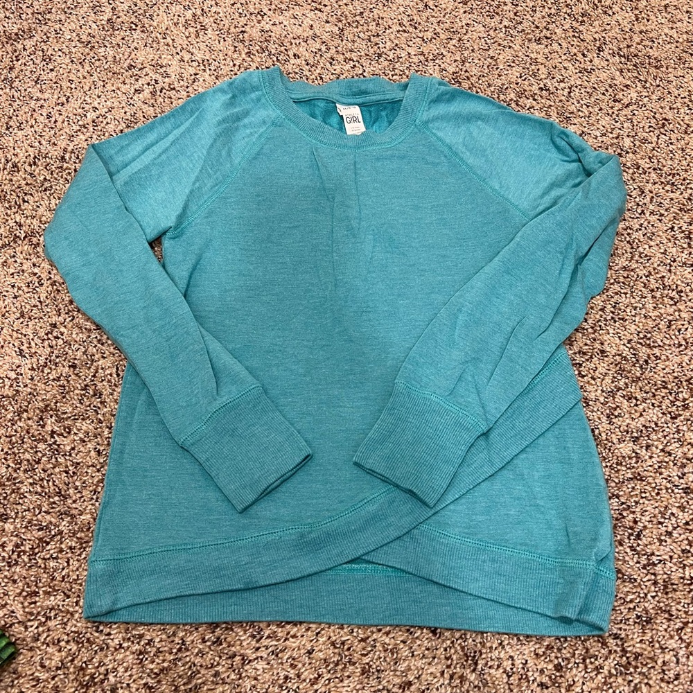 Turquoise cross front Athleta Girl top